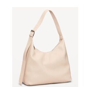NEW Old Navy Pebble Leather Boho Bag in Bone
